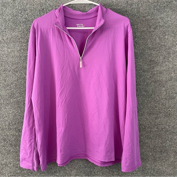 Bette & Court Tops - BETTE & COURT Womens 1/4 Zip Pullover Top Size XXL Purple Mesh Long Sleeve Golf